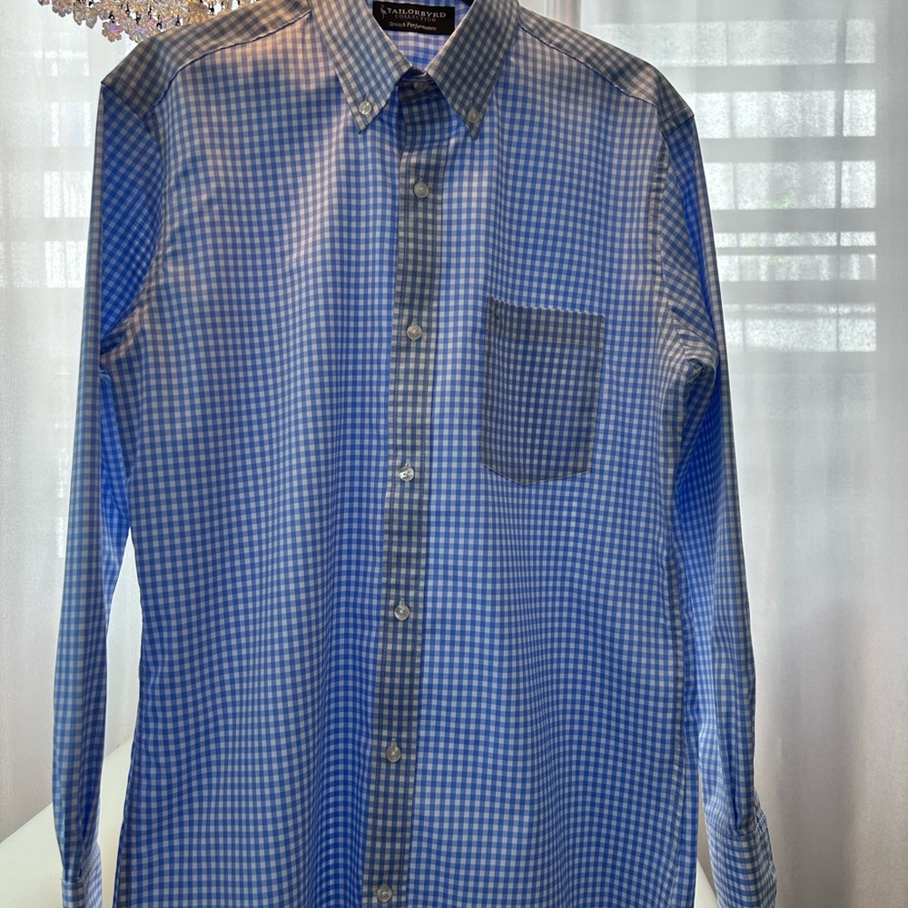 Blue Gingham Button-Down Shirt
